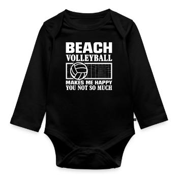Volleyball Volley Aufschlag Volleyballspieler - Baby Bio-Langarm-Body - Schwarz - Vorne