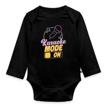 Karaoké Chanteur 80s Karaoké Rétro - Body Bébé bio manches longues - noir - Devant