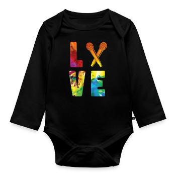 Karaoke Singer Microphone Vocalist - Organic Longsleeve Baby Bodysuit - black - Front