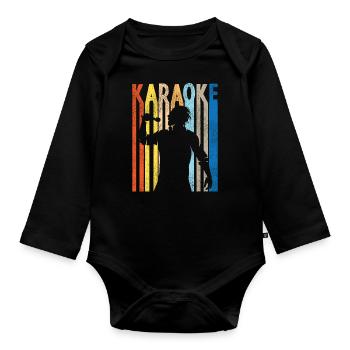 Karaoké Chanteur Rétro Vintage - Body Bébé bio manches longues - noir - Devant