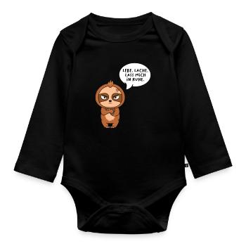 Lebe Lache Lass Mich In Ruhe - Baby Bio-Langarm-Body - Schwarz - Vorne