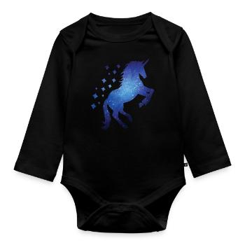 Licorne cosmique Licorne de l’espace extra-atmosphérique Galaxie - Body Bébé bio manches longues - noir - Devant