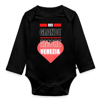 Mio grande amore Venezia - Baby Bio-Langarm-Body - Schwarz - Vorne
