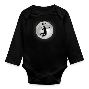 Badminton Idée cadeau Sport Design - Body Bébé bio manches longues - noir - Devant