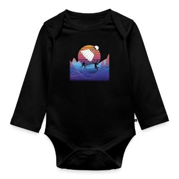 Badminton Idée cadeau Sport Design - Body Bébé bio manches longues - noir - Devant