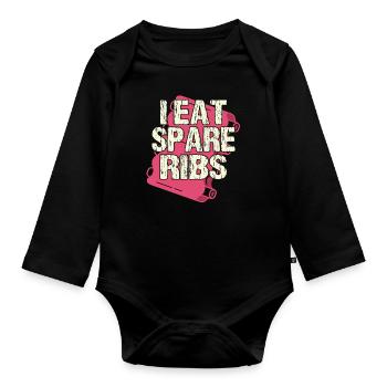 I eat spare ribs - Baby Bio-Langarm-Body - Schwarz - Vorne