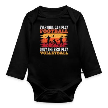 Volleyball Volley Aufschlag Volleyballspieler - Baby Bio-Langarm-Body - Schwarz - Vorne