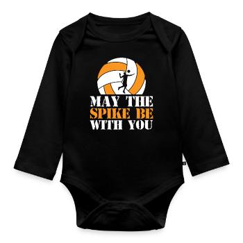 Volleyball Volley Aufschlag Volleyballspieler - Baby Bio-Langarm-Body - Schwarz - Vorne