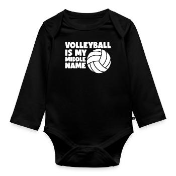 Volleyball Volley Aufschlag Volleyballspieler - Baby Bio-Langarm-Body - Schwarz - Vorne