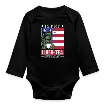 Ich Trinke Meinen Liber-tee Jeden Tag Am 4. Juli, - Baby Bio-Langarm-Body - Schwarz - Vorne