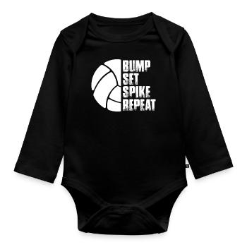 Volleyball Volley Aufschlag Volleyballspieler - Baby Bio-Langarm-Body - Schwarz - Vorne
