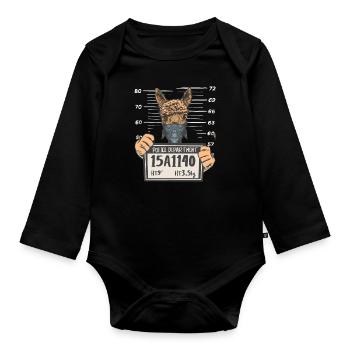 Photo de la police de Lama Llama - Body Bébé bio manches longues - noir - Devant
