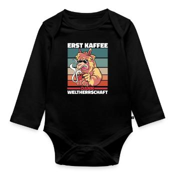 Alpaka Kaffee Sonnenbrille - Baby Bio-Langarm-Body - Schwarz - Vorne