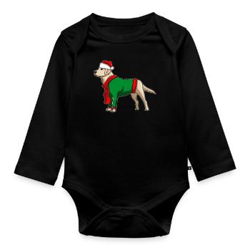 Labrador avec chapeau de Noël Costume de Noël - Body Bébé bio manches longues - noir - Devant