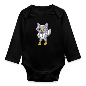 Underwater Cat Diving Diver - Organic Longsleeve Baby Bodysuit - black - Front