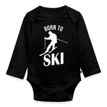 born to ski - Baby Bio-Langarm-Body - Schwarz - Vorne