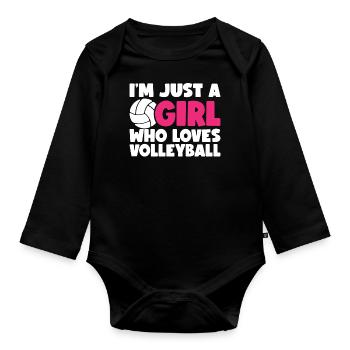 Volleyball Filles Volleyball Joueuse Femme Femme Balle - Body Bébé bio manches longues - noir - Devant
