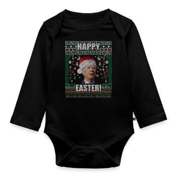 Drôle Biden Pull de Noël moche Joyeuses Pâques - Body Bébé bio manches longues - noir - Devant