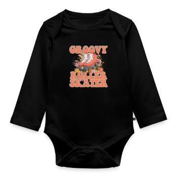 Groovy Roller Skates For A Retro Skater Girl 90s - Organic Longsleeve Baby Bodysuit - black - Front