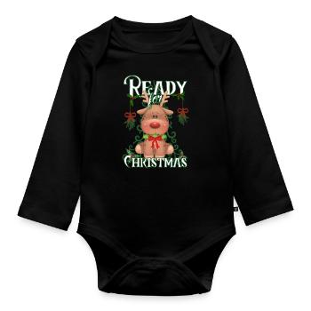 Noël - Prêt pour Noël - Renne doux - Body Bébé bio manches longues - noir - Devant
