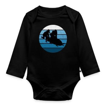 Bobbahn Bob Bob fahren Bobsport Zweierbob - Baby Bio-Langarm-Body - Schwarz - Vorne