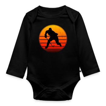 Joueur de hockey sur glace Joueur de hockey sur glace masculin Jeux de hockey sur glace - Body Bébé bio manches longues - noir - Devant