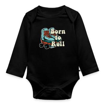 Inline Skate Gift Rollskates Roller 70s - Organic Longsleeve Baby Bodysuit - black - Front