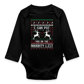 Nice Naughty versuchte mein bestes hässliches Weihnachten - Baby Bio-Langarm-Body - Schwarz - Vorne