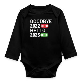2023 deux mille 23 Nouvel An 2023 Année 2023 - Body Bébé bio manches longues - noir - Devant