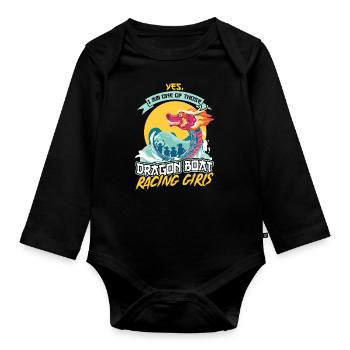 Je suis une fille de course de bateaux-dragons - Body Bébé bio manches longues - noir - Devant