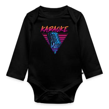 Karaoke Singer Retro 80s 90s - Baby Bio-Langarm-Body - Schwarz - Vorne