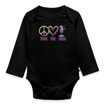 Karaoke Singer Retro Tie Dye Peace - Organic Longsleeve Baby Bodysuit - black - Front