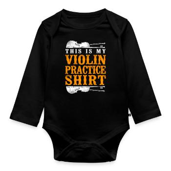 Violon violoniste vintage c’est - Body Bébé bio manches longues - noir - Devant