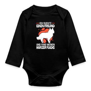Fand meinen Harzer Fuchs Hütehund - Baby Bio-Langarm-Body - Schwarz - Vorne