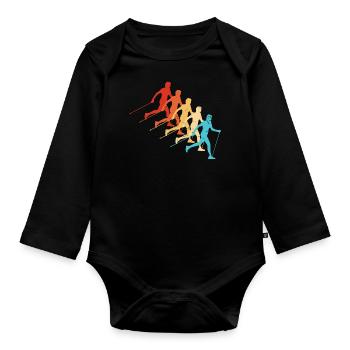 Nordic Walking Walking Women Nordic Walker - Organic Longsleeve Baby Bodysuit - black - Front