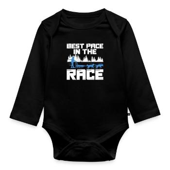 Meilleur rythme dans la course Funny Mushing Sled - Body Bébé bio manches longues - noir - Devant