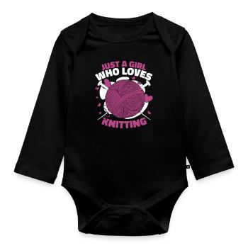 Knitting Crochet Knitter Crocheters - Organic Longsleeve Baby Bodysuit - black - Front