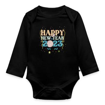 Party New Year Happy New Year 2023 Welcome 2023 - Baby Bio-Langarm-Body - Schwarz - Vorne