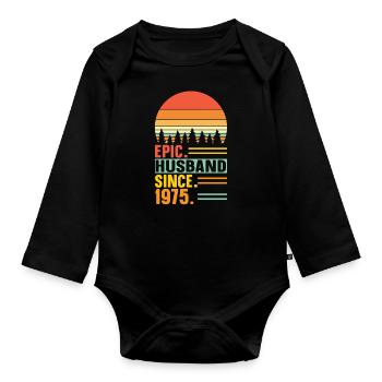 Meilleur mari depuis 1975 - Cadeau d’anniversaire - Body Bébé bio manches longues - noir - Devant