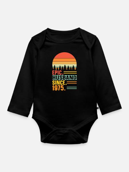 Bester Ehemann seit 1975 - Jahrestag Geschenk - Baby Bio-Langarm-Body - Schwarz