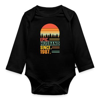 Meilleur mari depuis 1987 - Cadeau d’anniversaire - Body Bébé bio manches longues - noir - Devant