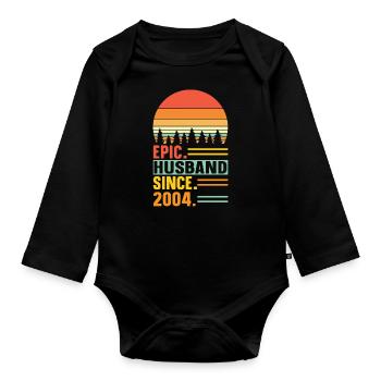 Best Husband Since 2004 - Anniversary Gift - Organic Longsleeve Baby Bodysuit - black - Front