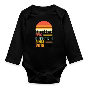 Meilleur mari depuis 2018 - Cadeau d’anniversaire - Body Bébé bio manches longues - noir - Devant