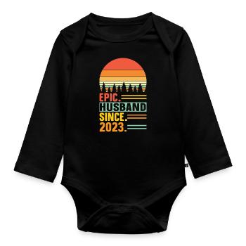 Bester Ehemann seit 2023 - Jahrestag Geschenk - Baby Bio-Langarm-Body - Schwarz - Vorne
