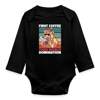 Alpaca Coffee Sunglasses - Organic Longsleeve Baby Bodysuit - black - Front
