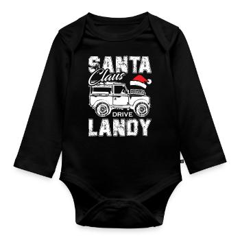 Santa Claus Drive Landy - Organic Longsleeve Baby Bodysuit - black - Front