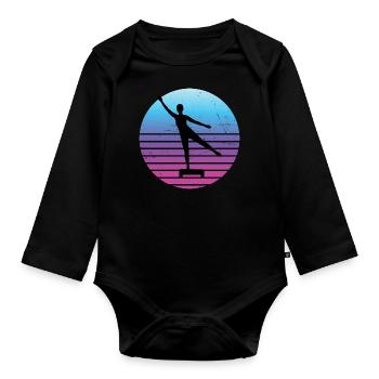 Damen Fitness Aerobic Fitness Aerobic Konditionstr - Baby Bio-Langarm-Body - Schwarz - Vorne