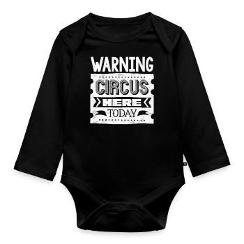 Children's party with circus themes - Organic Longsleeve Baby Bodysuit - black - Front