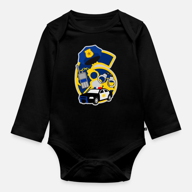 Polizei 6. Geburtstagsparty Nummer 6 - 6 Jahre - Baby Bio-Langarm-Body - Schwarz