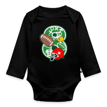 Fußball 8. Geburtstagsparty Nummer 8 - 8 Jahre - Baby Bio-Langarm-Body - Schwarz - Vorne